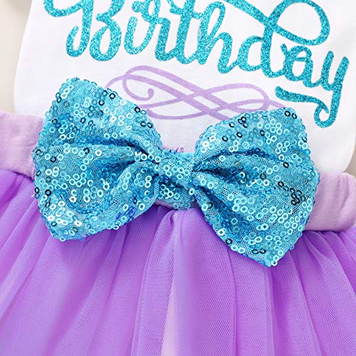 Younger Tree Newborn Baby Girls My 1St Birthday Dress Infant Shiny Printed Sequin Bowknot Tutu Princess Dress (White, 12-18 Months) #TOP5