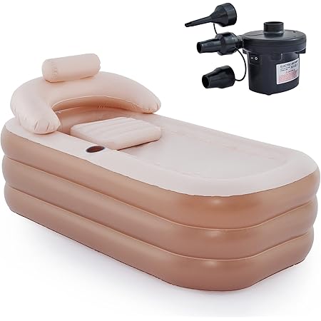 HIWENA Inflatable Portable Bathtub, White Durable Soaking Bath Tub with ...