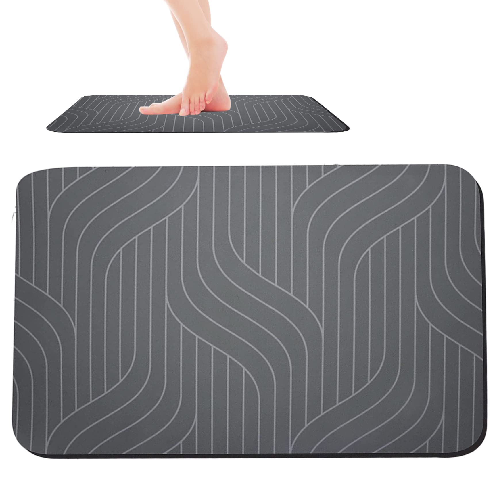 Alfombrilla de baño de diatomita grande 23.6x35.4 pulgadas tapete de ducha absorbente
