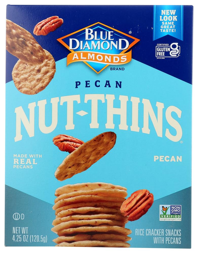 Blue Diamond Nut-Thins Pecan Nut & Rice Cracker Snacks 4.25 oz (Pack of 3)