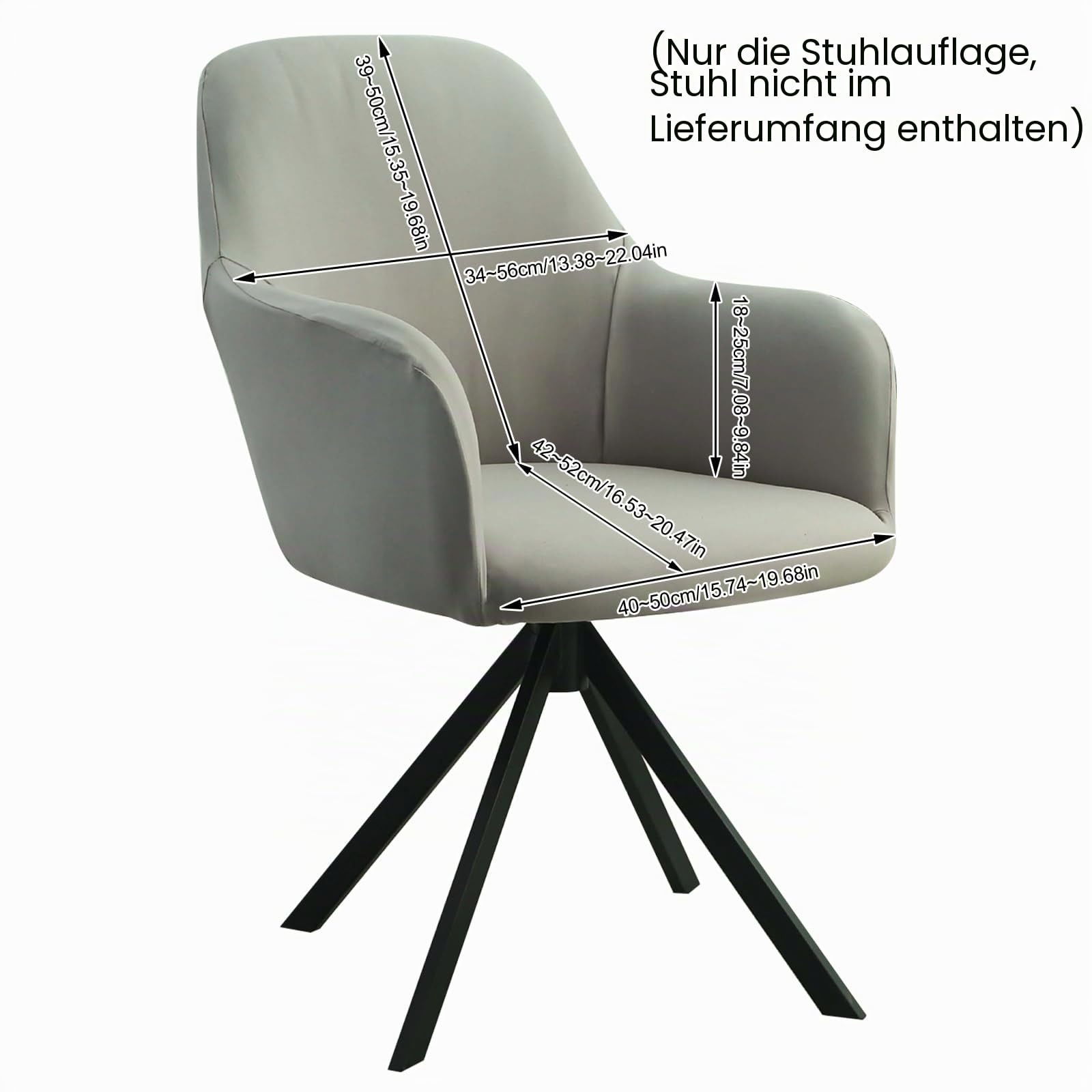 Stuhlbezug mit Armlehne, Stretch Stuhlhussen, Universal Abnehmbare Schonbezug, Hussen für Stühle, Waschbar Stuhlüberzug für Esszimmer, Küche, Wohnzimmer, Büro, Hochzeit Deko (Hellgrau 4er Set)