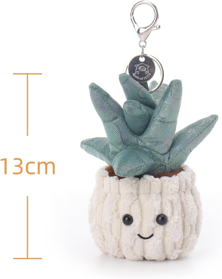 Apricot Lamb Potted Colorful Aloe Cute Keychain, Soft Stuffed Plush Toy Keyring for Kids' Backpack, Purse, 5.1 Inches - Image 5