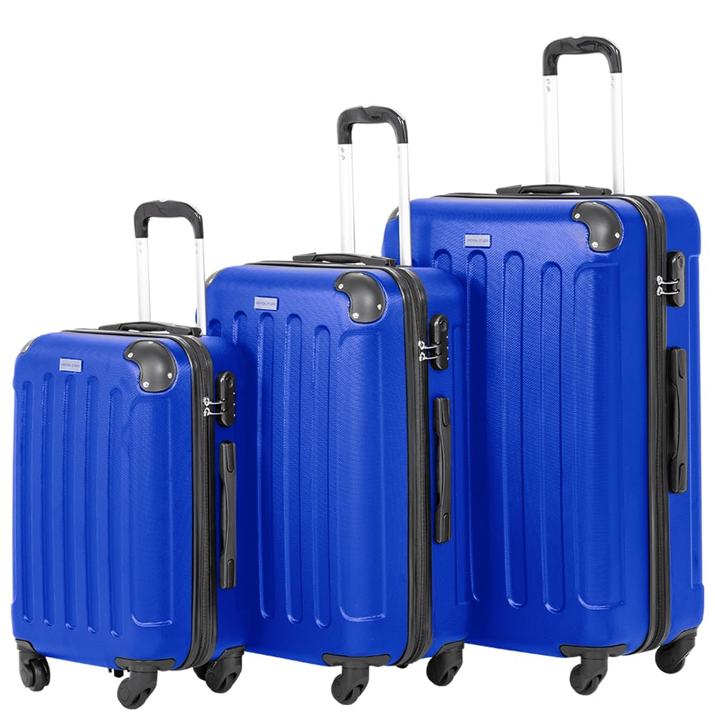 Walizka podróżna 20", 24", 28", zestaw 3 kółek, wieloczęściowy zestaw kółek z cyframi, zamek do walizki z tworzywa sztucznego (ABS), Royal Blue Helsinki, bagaż podręczny walizka