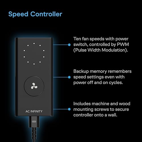 Miniatura 5 de AC Infinity CLOUDLINE LITE - Kit de filtración de aire de 4 pulgadas, ventilador en línea y filtro de carbono, sistema de refrigeración y