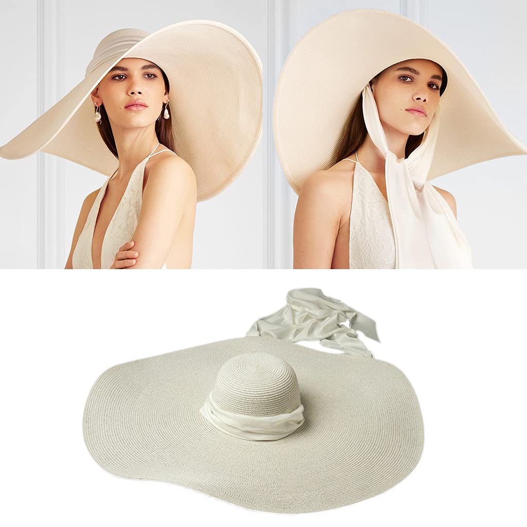Lady ornamento per protezione, anti UV | Cappello da sole da donna a tesa larga, da spiaggia, regolabile, cinturino in nastro morbido e setoso