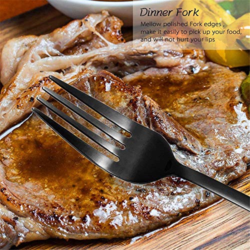 Image of aDai Premium Cutlery Set | Stainless Steel Tableware | Mirror Finish | Includes Spoon Fork Knife & Teaspoon | Elegant Flatware Set for Dining, Parties & Gifting (Black, Set of 20)