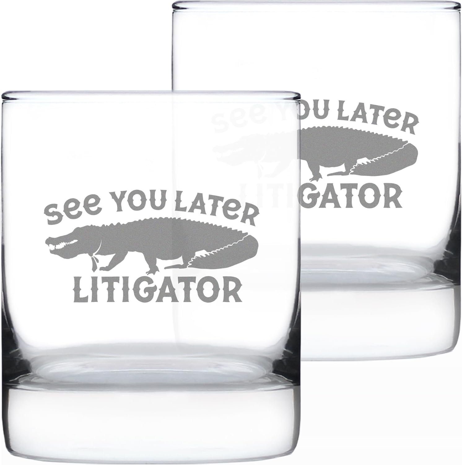 Bevvee See You Later Litigator - Whiskey Rocks Glass - Funny Lawyer Gifts for Law School Graduates - Set of 2-10.25 Oz Glass