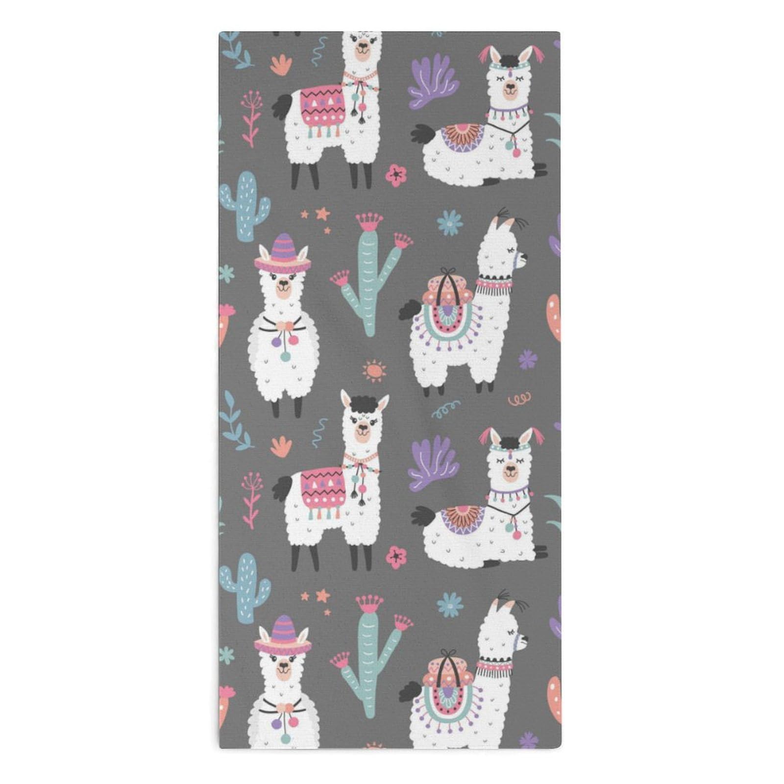 CZZYH Soft Microfibre Towel, Gym Towel, Cute Retro Alpaca Towels for Bathroom, Tea Table, Kitchen (2 Towels)