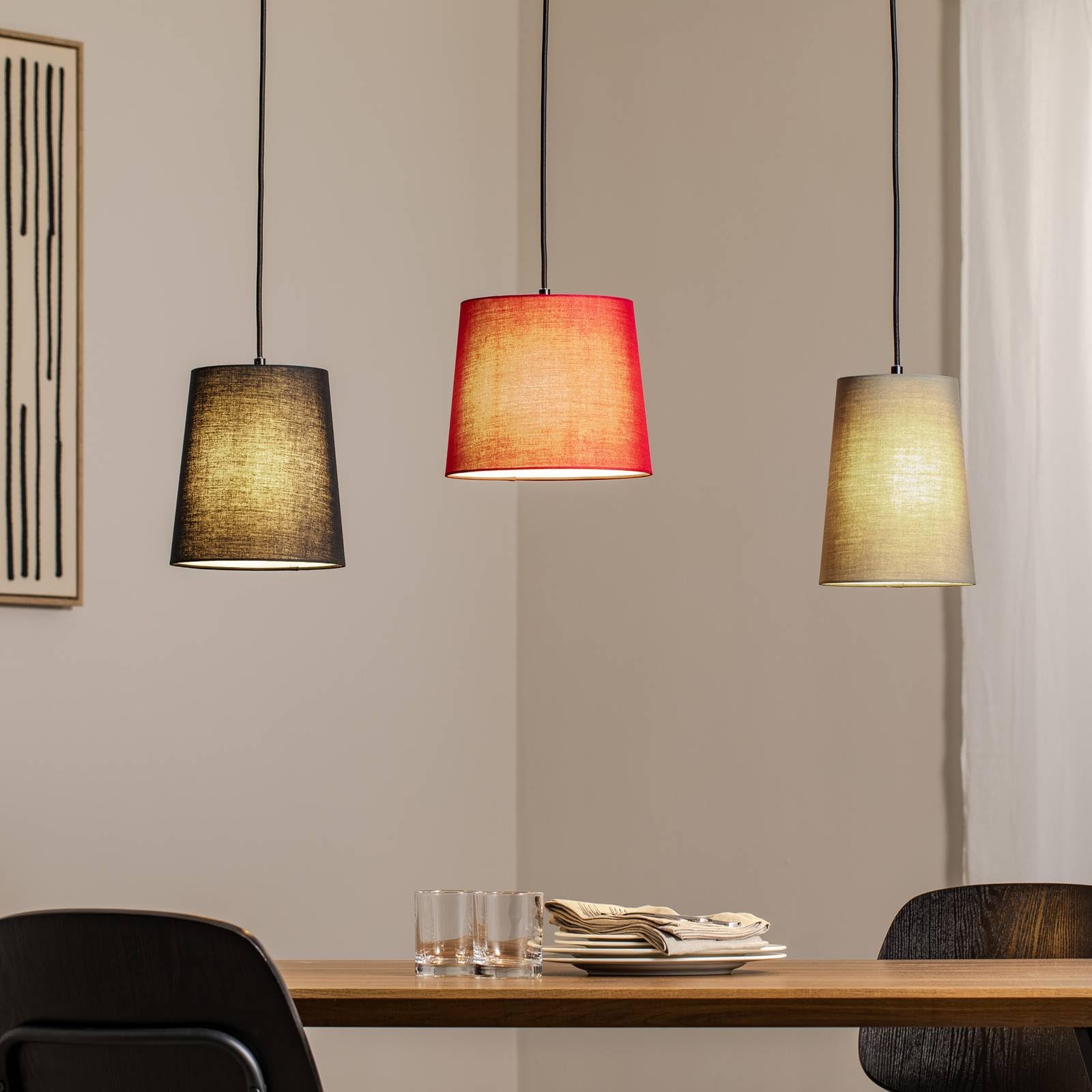 Lindby Plafoniera dimmerabile (Moderno) colore Marrone, in Tessuto ad es. Soggiorno & Sala da pranzo plafoniera tessuto lampada