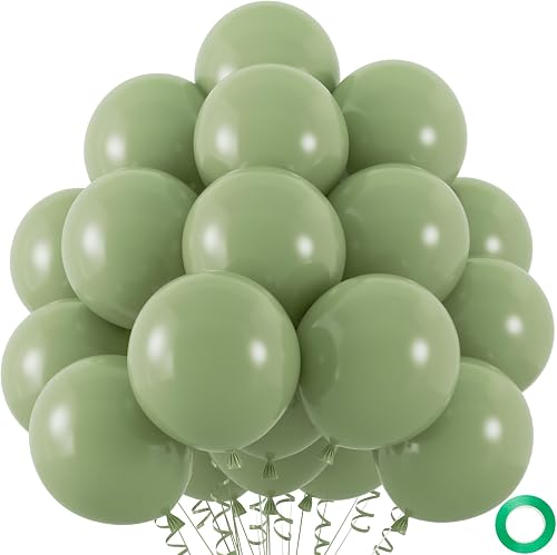 50pcs Sage Green Balloons, Helium Quality 12inch Olive Green Balloons