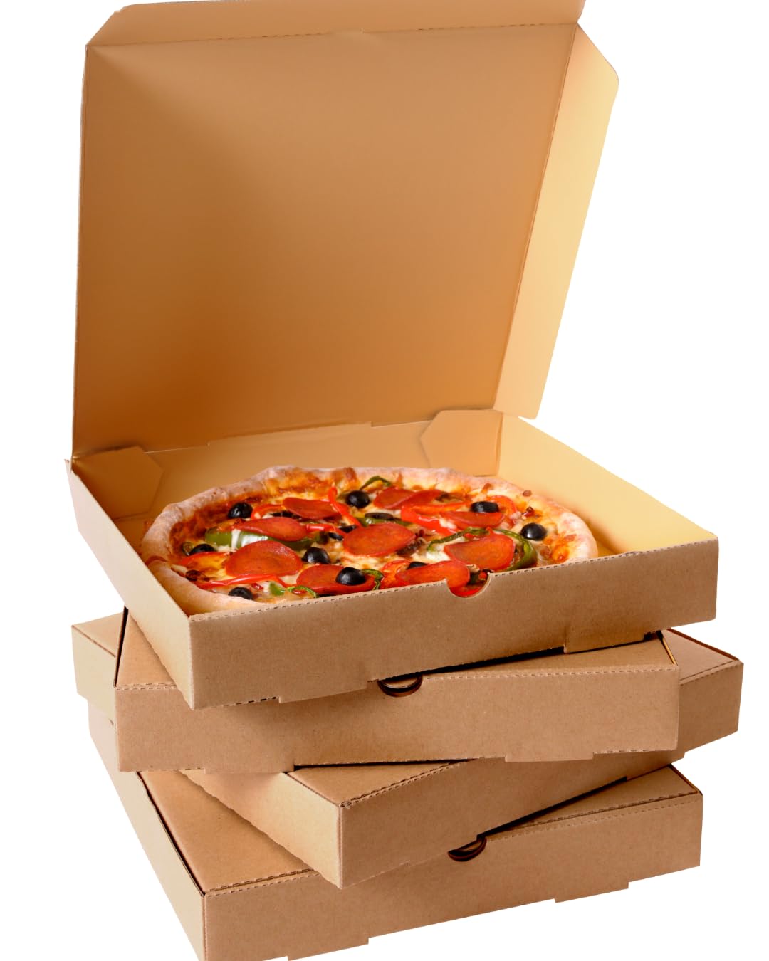 Genérico COMMERCE ESSENTIALS Lot de 50 boîtes à pizza en carton kraft avec couvercle pliable 40 x 40 cm
