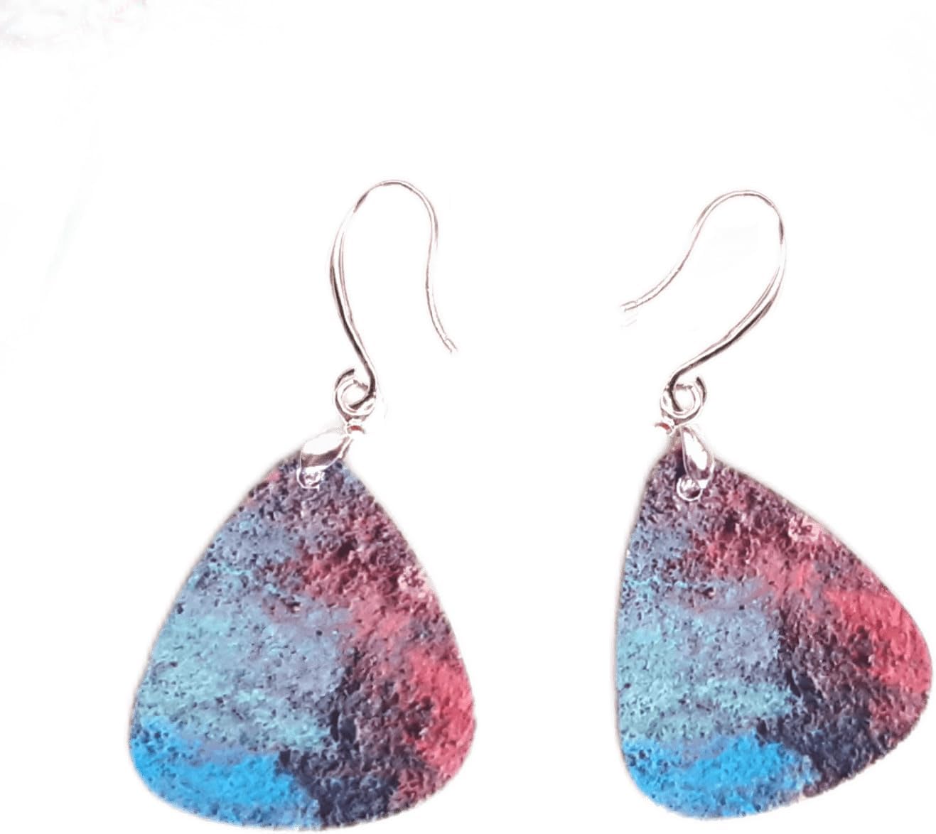 Artistic Pallete series Guitar Pick Earrings with no allergic Sterling Silver 925 Ear Wire Closure