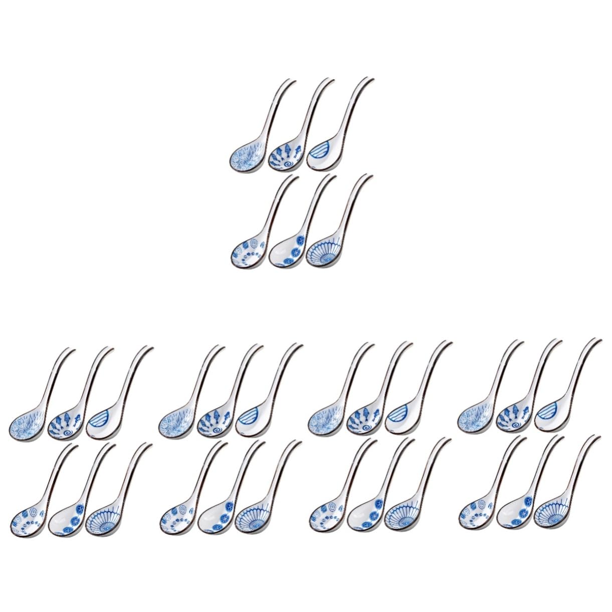 OUNONA 30pièces Cuillères à Soupe Céramique Asiatique De Design Rétro Et Délicat Pour Ramen Soupe Miso Et Services Élégants Pour Embellir Votre Table Et Cuisine