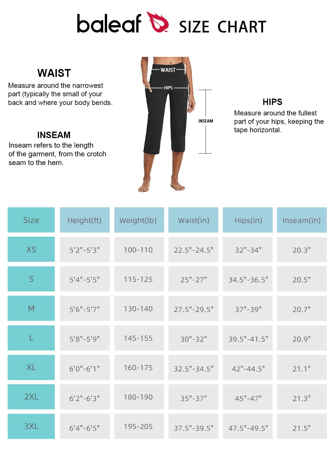BALEAF Pantalon de yoga 3/4 décontracté pour femme - Pantalon de jogging - Jambe droite - Taille haute - Pantalon de travail avec poches - Contrôle du ventre - Pour fitness, entraînement, loisirs