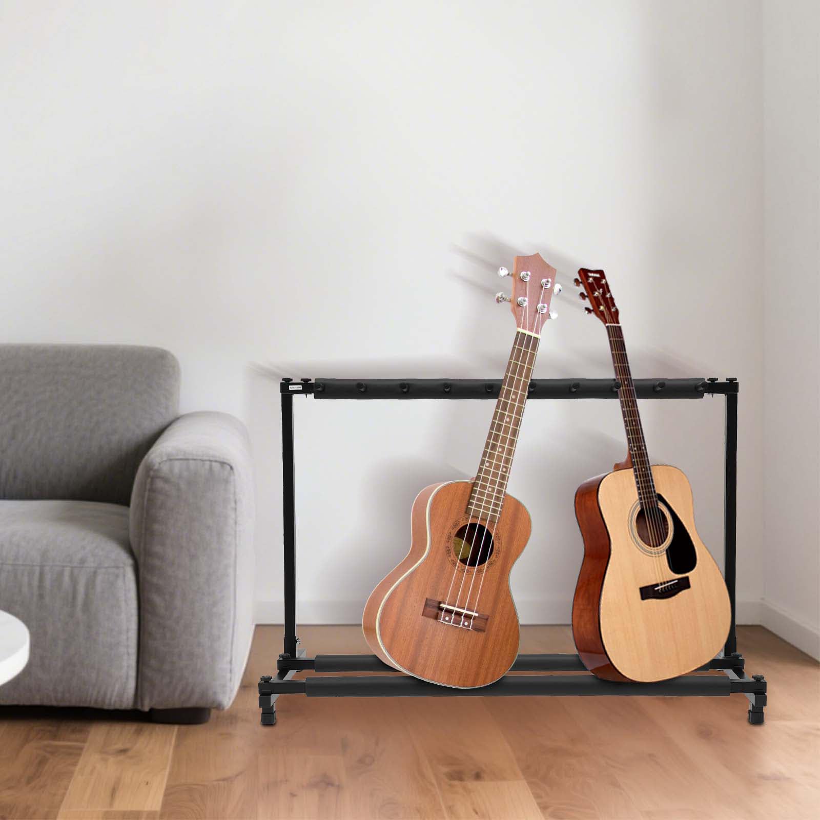 Gitarrenständer für mehrere Gitarren, Aufbewahrung für 9 Instrumente aus Eisen, mit faltbarer Struktur und Schaumstoffschutz, verstellbare Füße, Studioszene, Shop, 110 x 47 x 73 cm