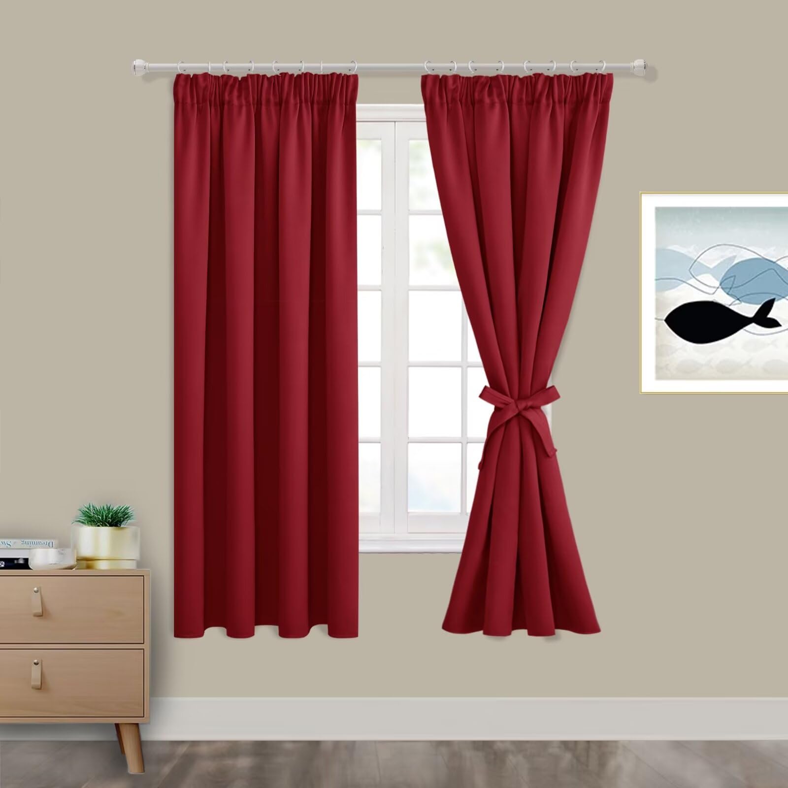 Hiasan Pencil Pleat Blackout Thermal Insulated Curtains, Bedroom and Living Room with Tiebacks - Image 2