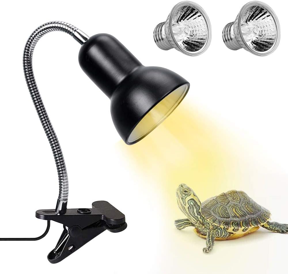 ECOSI Tortoise Heat Lamp, Heat Spotlight for Aquarium Reptile, Basking Spot with Holder UVA UVB with 360 ° Rotating Clip & Power Supply for Reptiles, Lizards, Turtle Snakes Aquarium