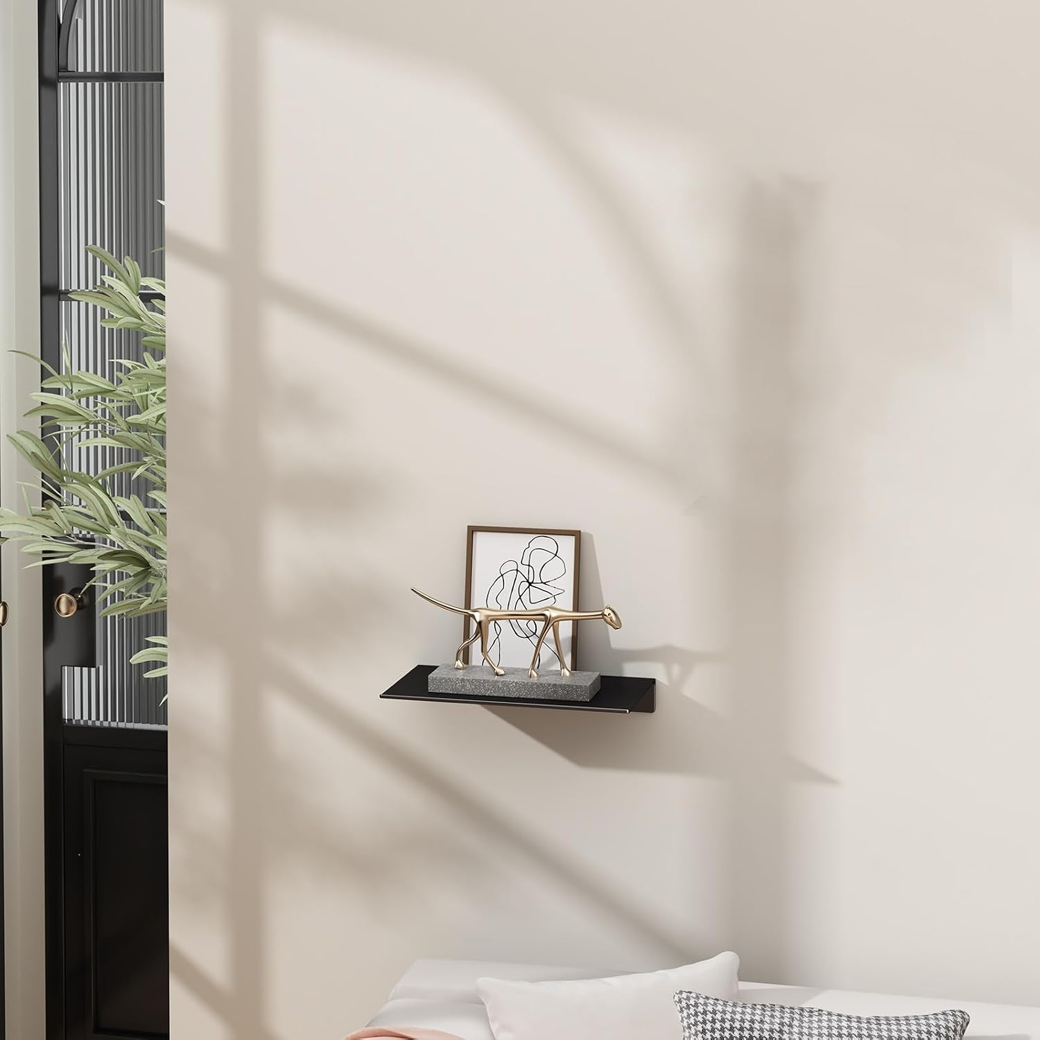Danpoo 8 inch Small Floating Shelf for Wall Organizer & Storage, Mini Display Shelf, Metal Wall Shelf for Bathroom, Living Room, Kitchen, Bedroom(Matte Black)