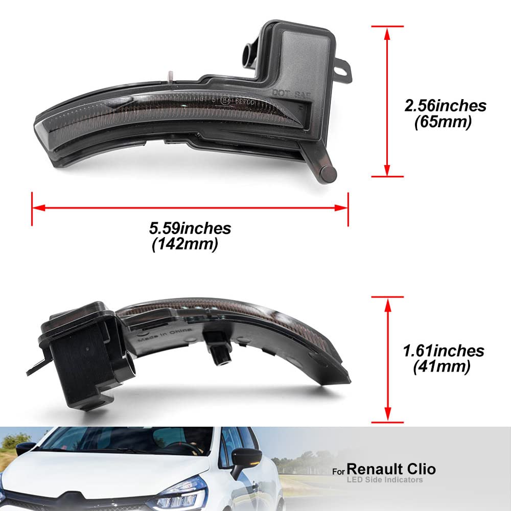 2 Indicatori Di Direzione Dinamici A LED Per Specchietti Renault Clio IV Lutecia 2013-2016