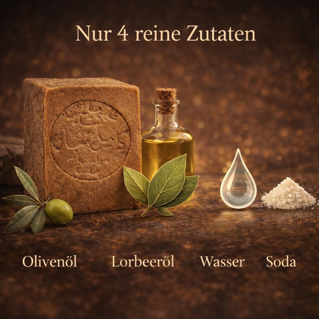 5x Aleppo Seife 60%-40% - mit Olivenöl 60% & Lorbeeröl 40% - Naturseife – Haarseife, Gesichtsseife & Körperseife – Vegan, Palmölfrei, Ohne Künstlichen Duftstoffe – Traditionelle Seife für Haut & Haare