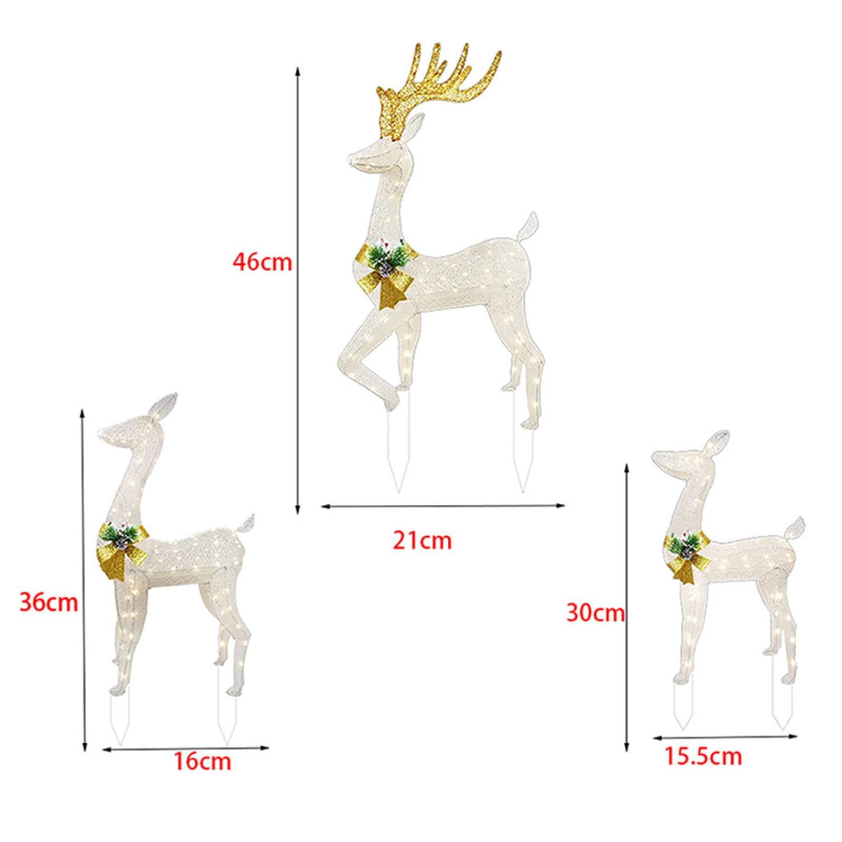 Beleuchtetes Weihnachts-Rentier Deko, LED-Reh im Freien mit Schleife, großes Hof- und Veranda-Display, festliche Urlaubslichter für Garten und Rasen, Xmas Outdoor Decor