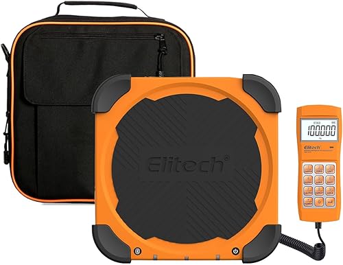 Elitech LMC-200A - Báscula de carga refrigerante HVAC Freón Escala de 330 libras de peso con esquina anticolisión