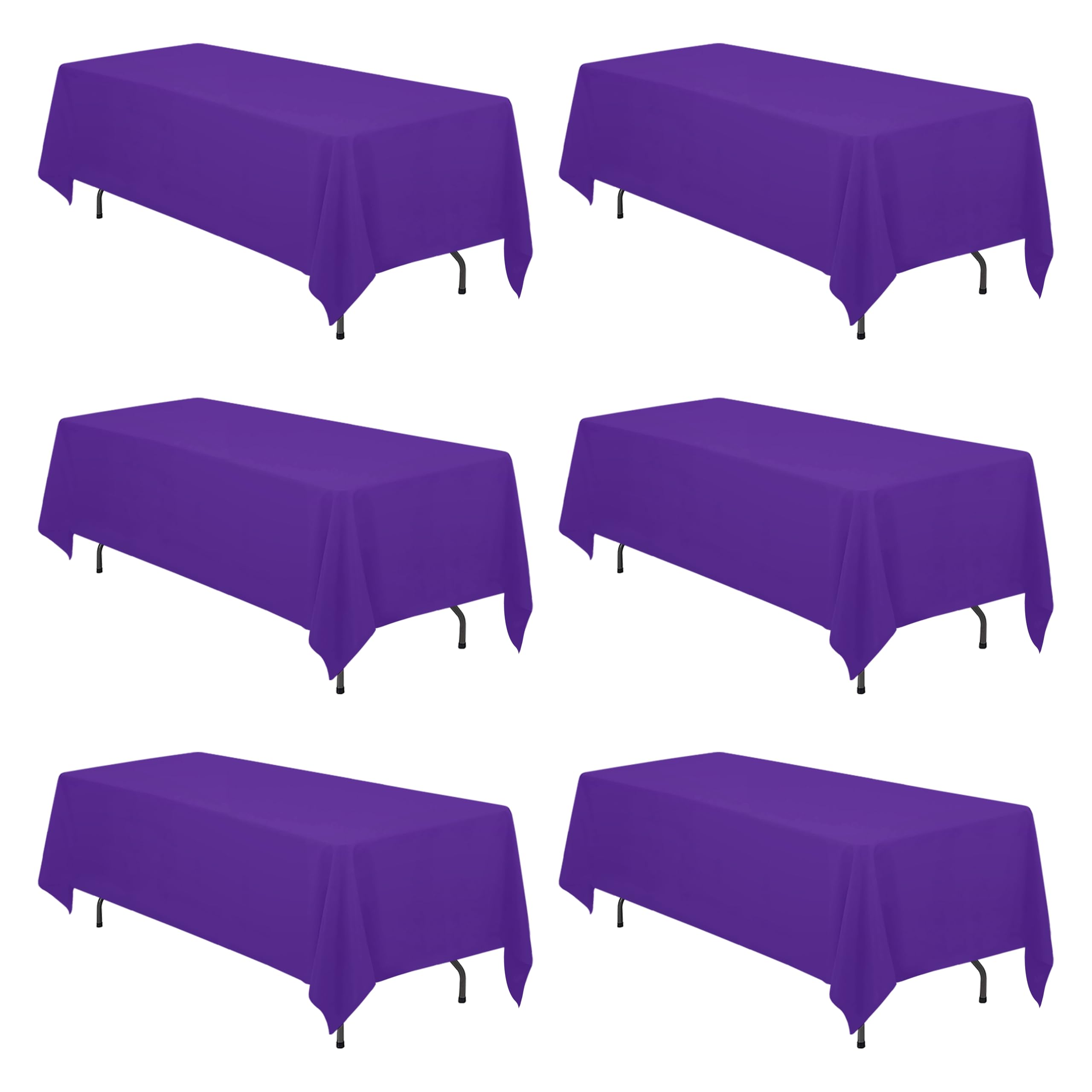 BRILLMAX 6 Pack Purple Tablecloths 70 x 120 Inch for 6ft or 8ft Rectangle Tables - Rectangular Bulk Linen Polyester Fabric Washable Cloth Cover for