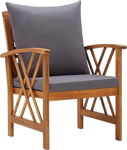 Miniatura 2 de Tidyard 2 sillas de jardín con cojín gris oscuro, silla de comedor de madera de Aacia para patio, balcón, patio trasero, muebles de exterior de 23.2
