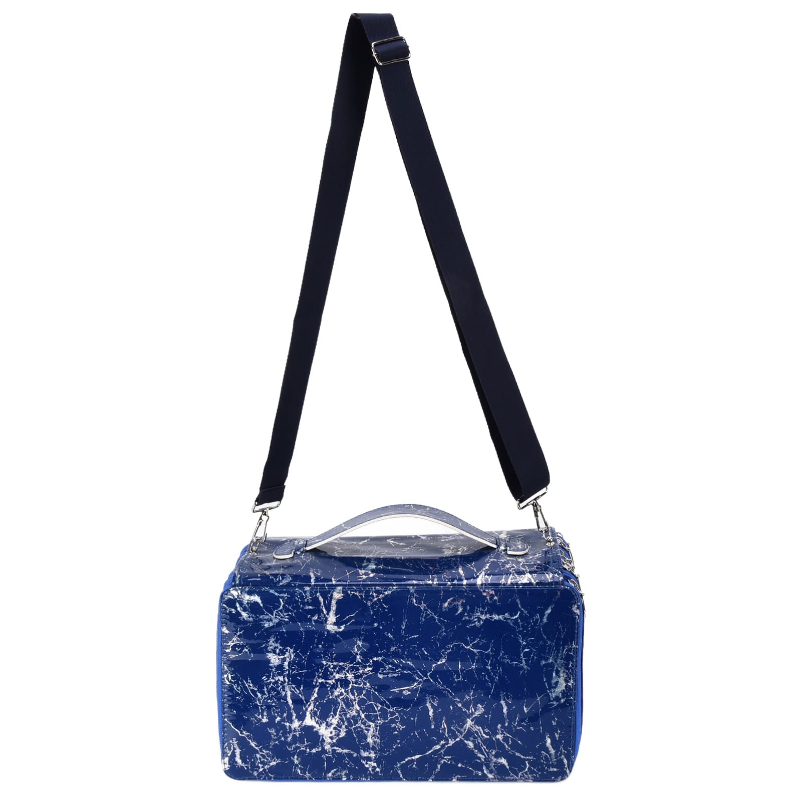 Astuccio per matite, cerniera lucida Sentiti a tuo agio Portapenne integrato Scatola di cancelleria per la stanza della pittura per la casa all'aperto(blu)