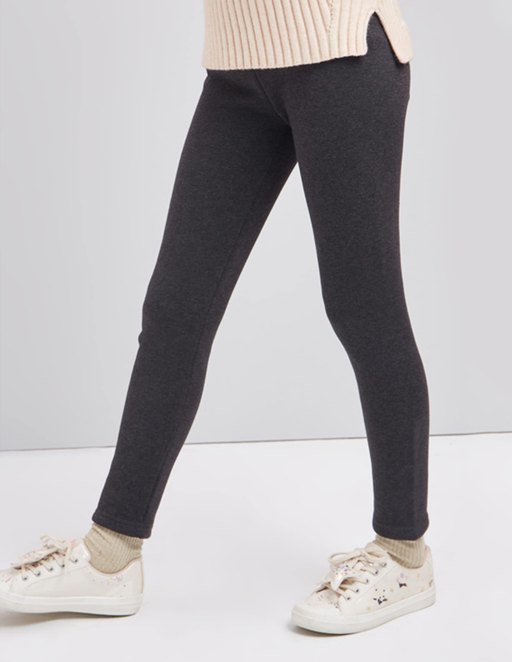 Kiench Mädchen Leggings Winter Dick Gefüttert Hosen Baumwolle 4er-Pack