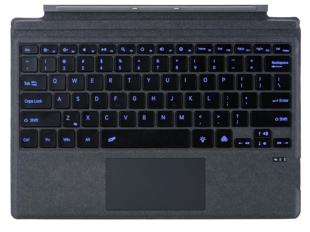Typ obudowy do Microsoft Surface Pro 7+, klawiatura Bluetooth z gładzikiem, ładowanie USB, niemiecki układ QWERTZ (czarny, podświetlany)