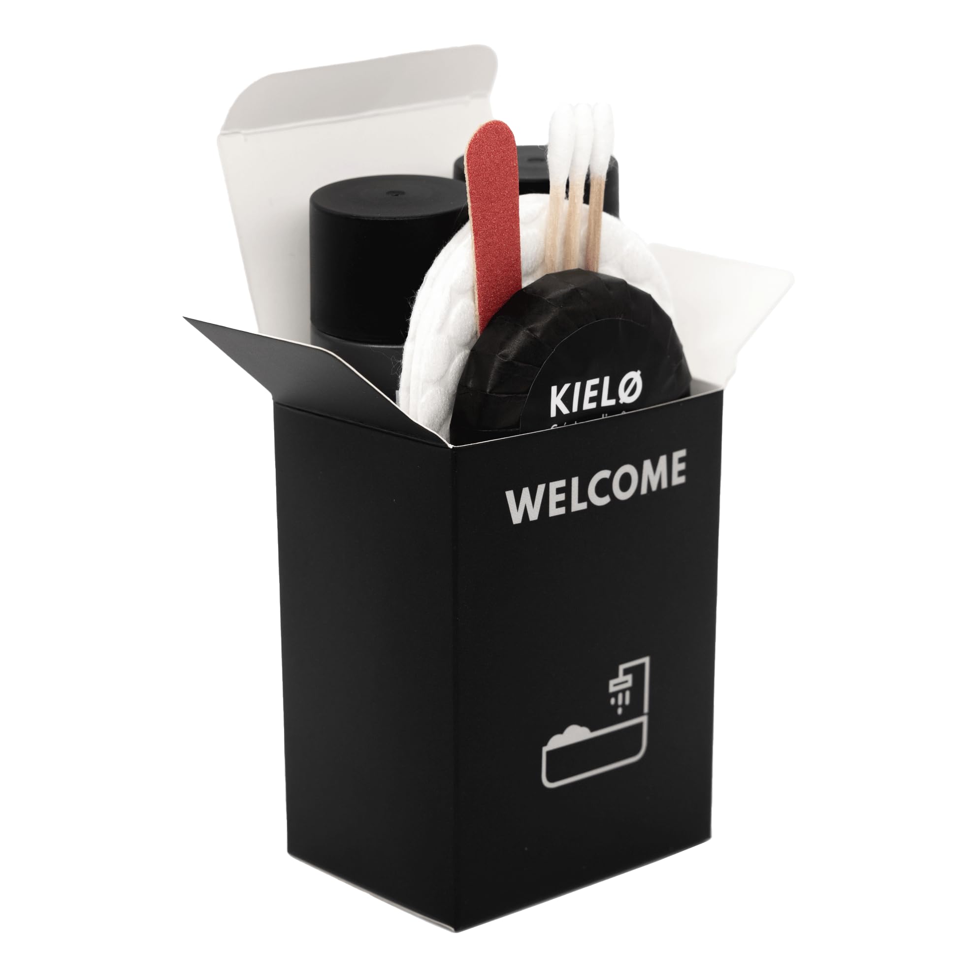 Kit de baño genérico para el hogar en negro | Ideal para alquileres estacionales y Airbnb | Envase elegante y compacto - Fragancia agradable | Completo y listo para usar