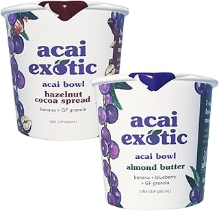 Acai Exotic Acai Bowl 4-Pack - Creamy Healthy Snacks With 2 Almond Butte...