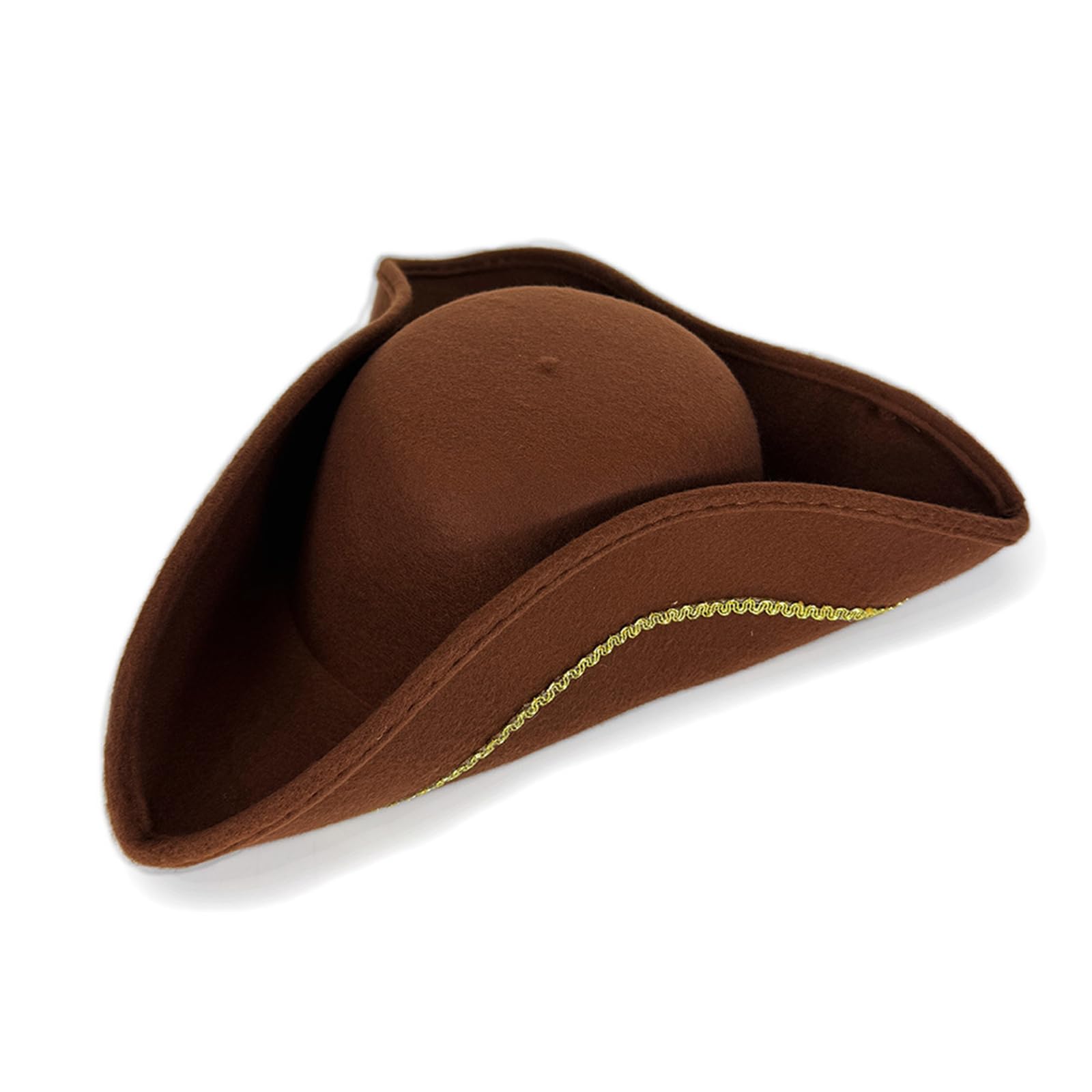 CAZSTYK Pirate Costume Hat Gold Silk Thread Adult Tricorn Costume Hat for Halloween and Cosplay Event Dressingup Adult Pirate for Themed Parties