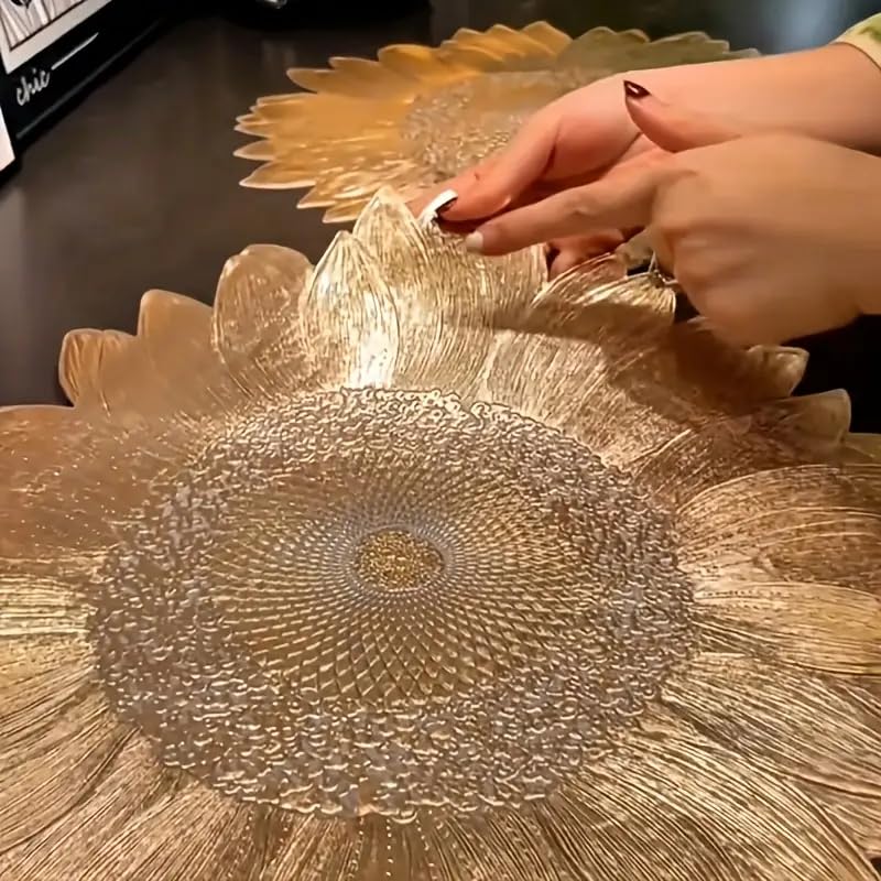 Image of Dakshya Industries Dining Table Mats Round PVC Set | 6 Waterproof Placemats (38 x 38 cm) + 1 Table Runner (91 x 33 cm) | Heat Resistant, Kitchen Decor (Truvique)