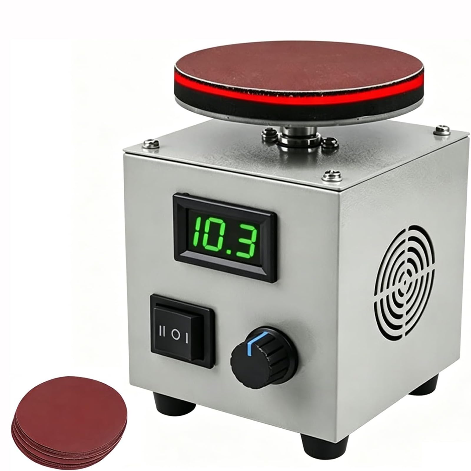 Yxzqloz 5-Inch Mini Electric Disc Sander/Bench Polisher – Features Variable Speed And Forward/Reverse Switching; For Woodworking, Metalworking, And Diy Crafting.
