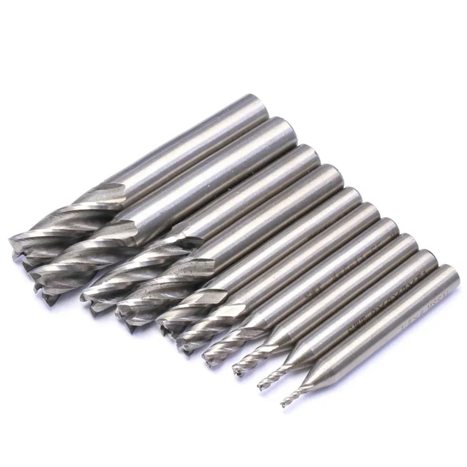 Zestaw 10 sztuk frezów HSS 2,5 3, 4, 6 mm, 2/3/4-ostrzowych, szybkotnących, ze stali, zestaw narzędzi do frezowania CNC Do wiertarki stołowej(12mm)