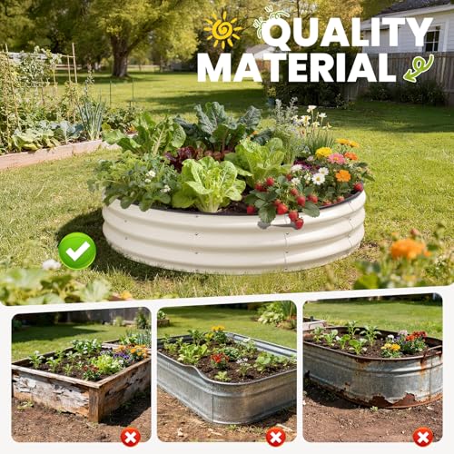 Image of Pattiumo Galvanized Raised Garden Bed 4x4x1 FT, Round Metal Raised Garden Bed Outdoor Planter Box with Open Bottom, Rust-Resistant Steel Garden Bed for Vegetables Herbs Flowers, Easy Assembly