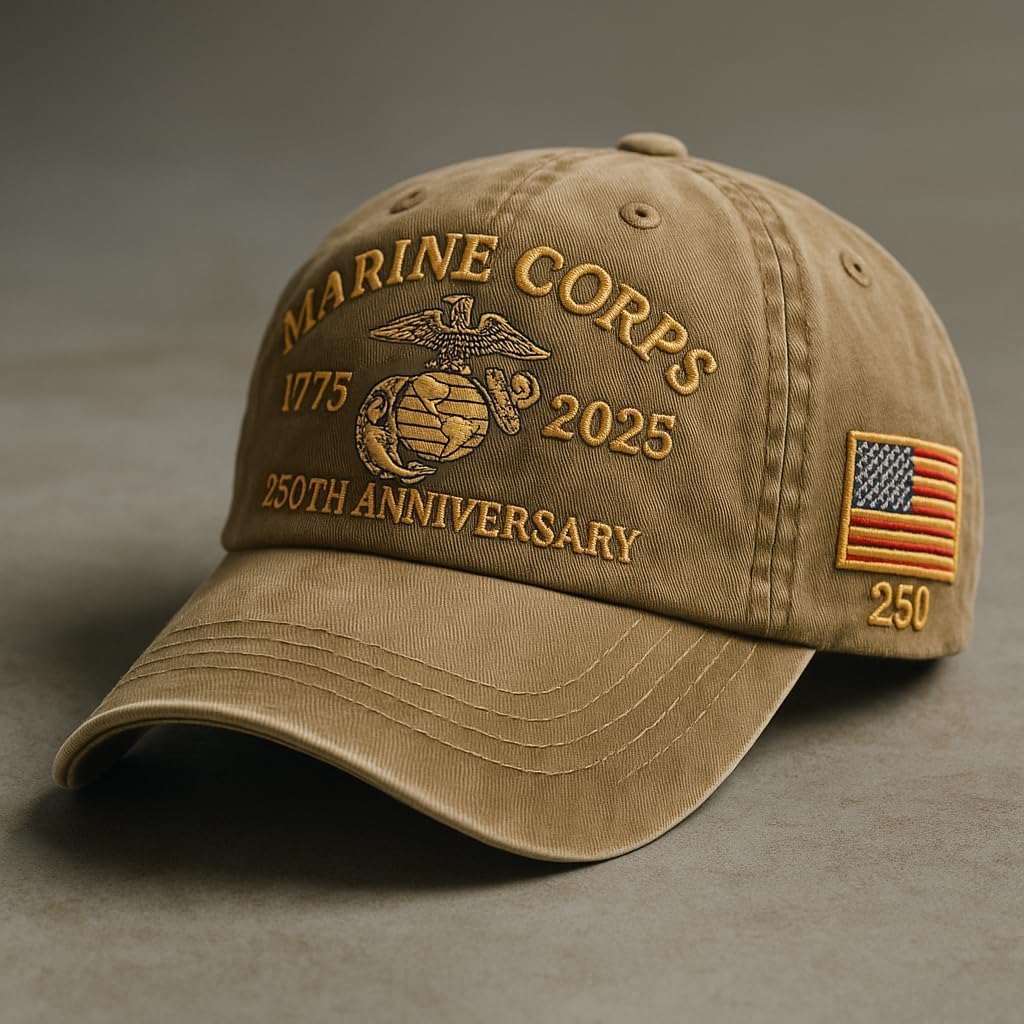 Marines Corps 250th Anniversary Baseball Cap for Men,USMC Retro Washed Cap - Image 4