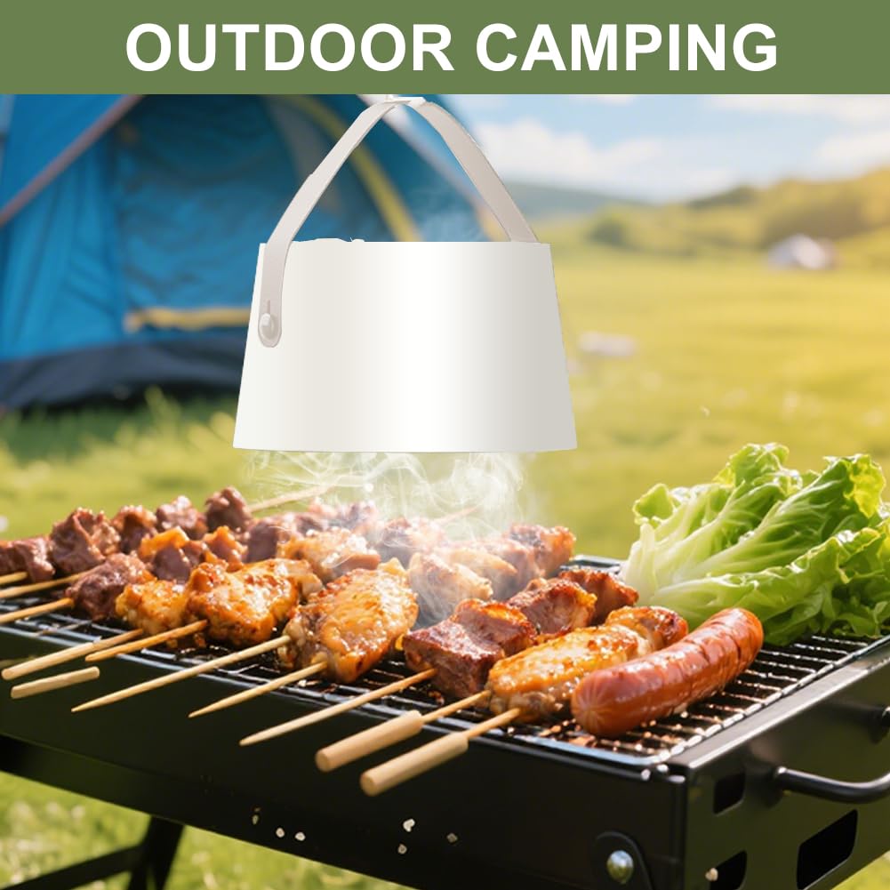 Przenośny okap kuchenny, przenośny pulpit kuchenny z 3 prędkościami, zdejmowany i nadający się do prania wentylator, do BBQ, gotowania, hot potu, na kemping, do kampera (kolor biały)