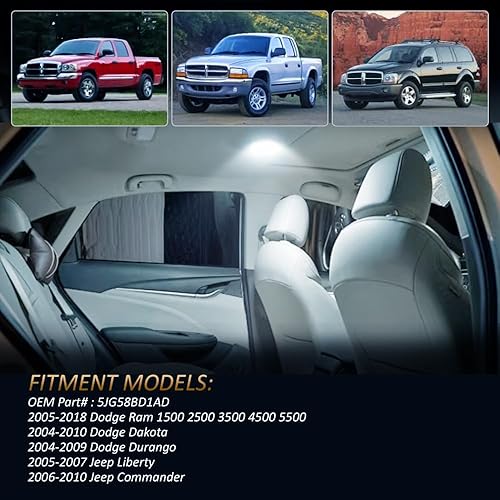 Miniatura 4 de D-Lumina Cubierta de luz interior de techo transparente con PCB LED blanco para Dodge Ram 1500 2500 3500 4500 5500, Dodge Dakota Durango y Jee-p