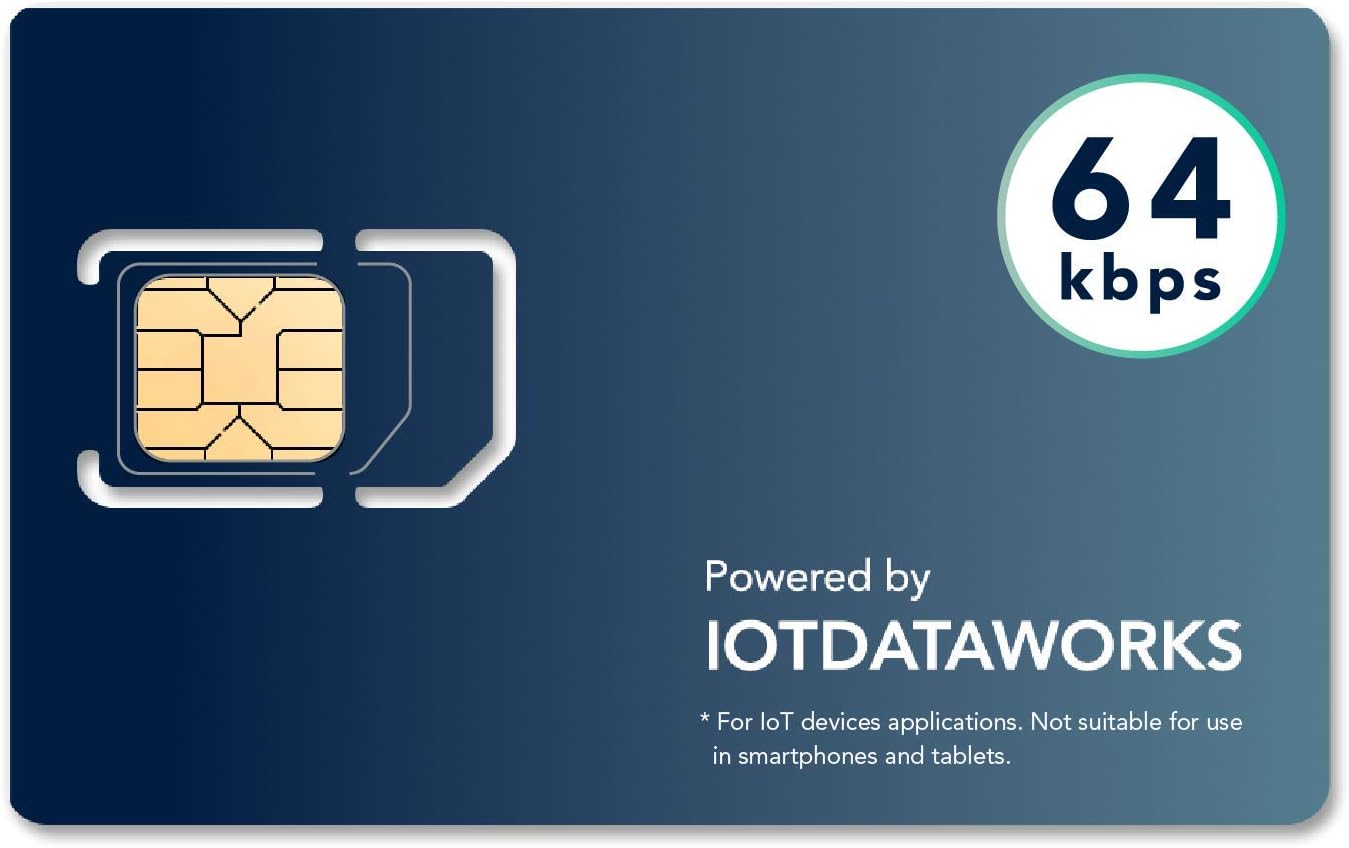 Unlimited IoT Sim Card w/ 12 Month Prepaid Service | No Contract, Limits | 64kbps | CAT1, 4G LTE/3G/2G | No Voice/SMS/Streaming | USA