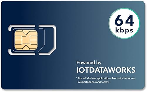IoTDataWorks Tarjeta SIM IoT ilimitada con servicio prepago de 12 meses, sin contrato, límites  64 kbps  CAT1, 4G LTE3G2G  Sin vozSMStransmisión