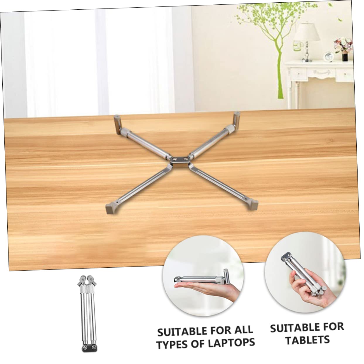 SHINEOFI 2 Piezas Soporte Portátil Ajustable de Aleación de Aluminio Base Ventilada y Plegable para Ordenador Portátil Compatible con Tablets y Notebooks y Duradero