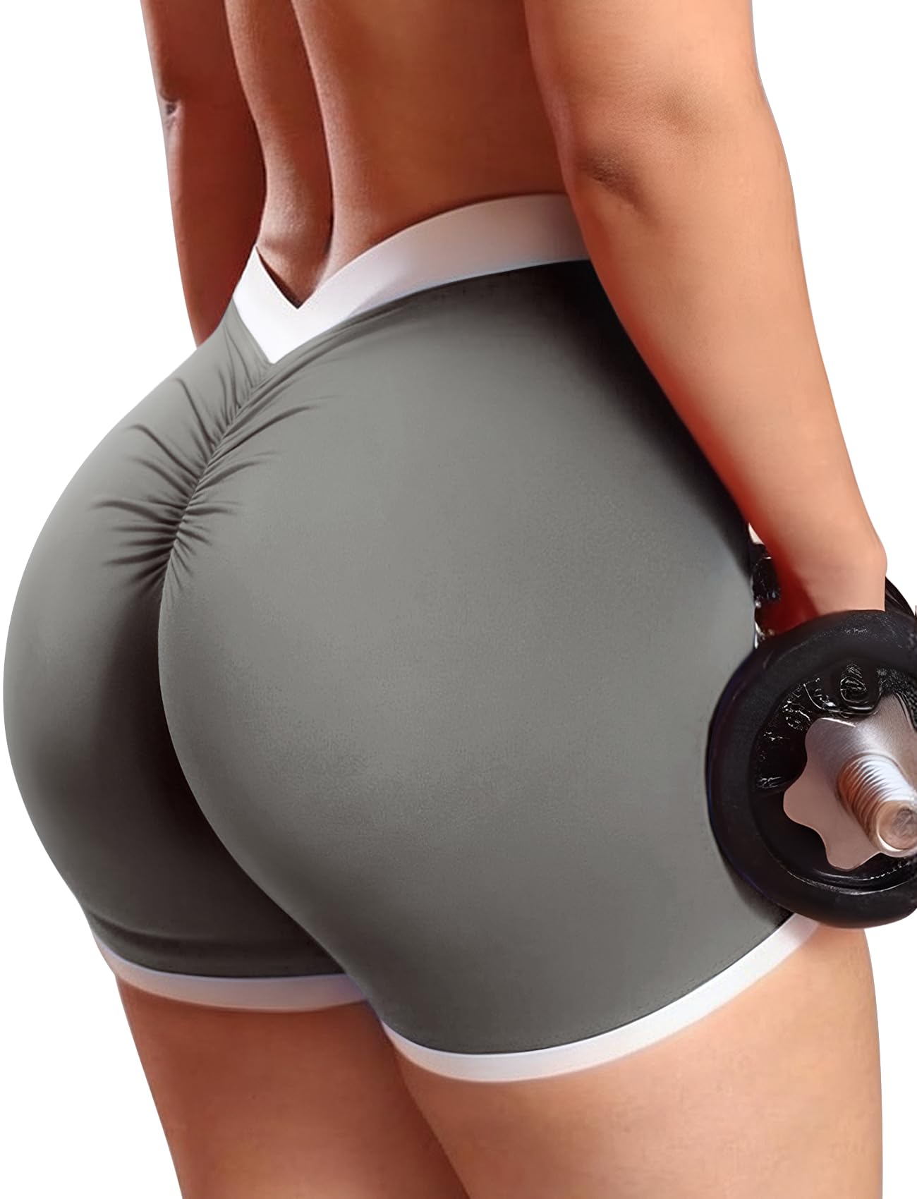 SEASUM Workout Scrunch V Back Booty Shorts for Women Two-Tone High Waisted Gym Yoga Bottoms