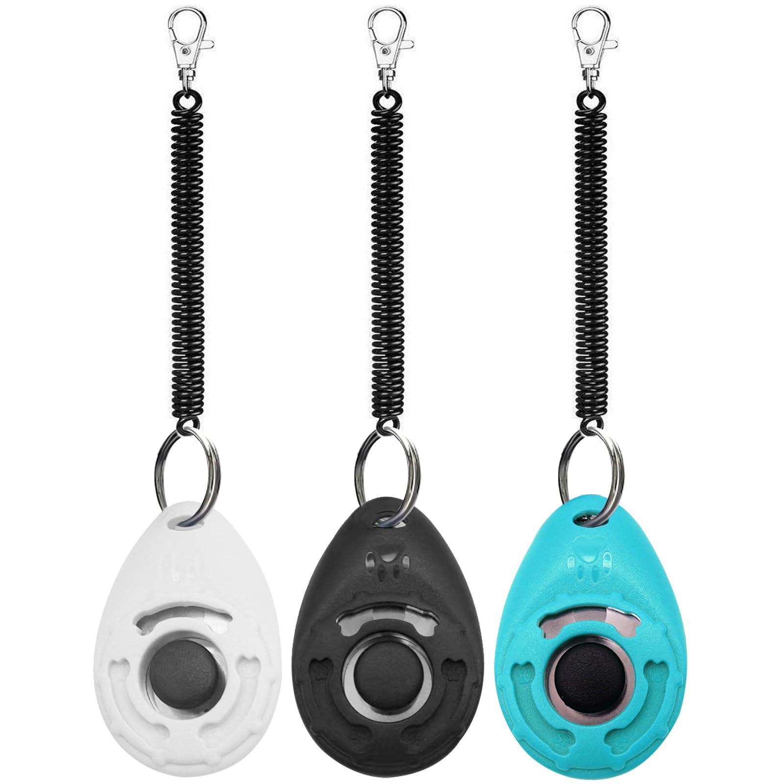 Dog Training Clicker with Wrist Strap Durable Lightweight Easy to Use,Pet Training Clicker for Cats Puppy Birds Horses,Perfect for Behavioral Training 3-Pack (Black,White and Water Lake Blue) (3) - image 3