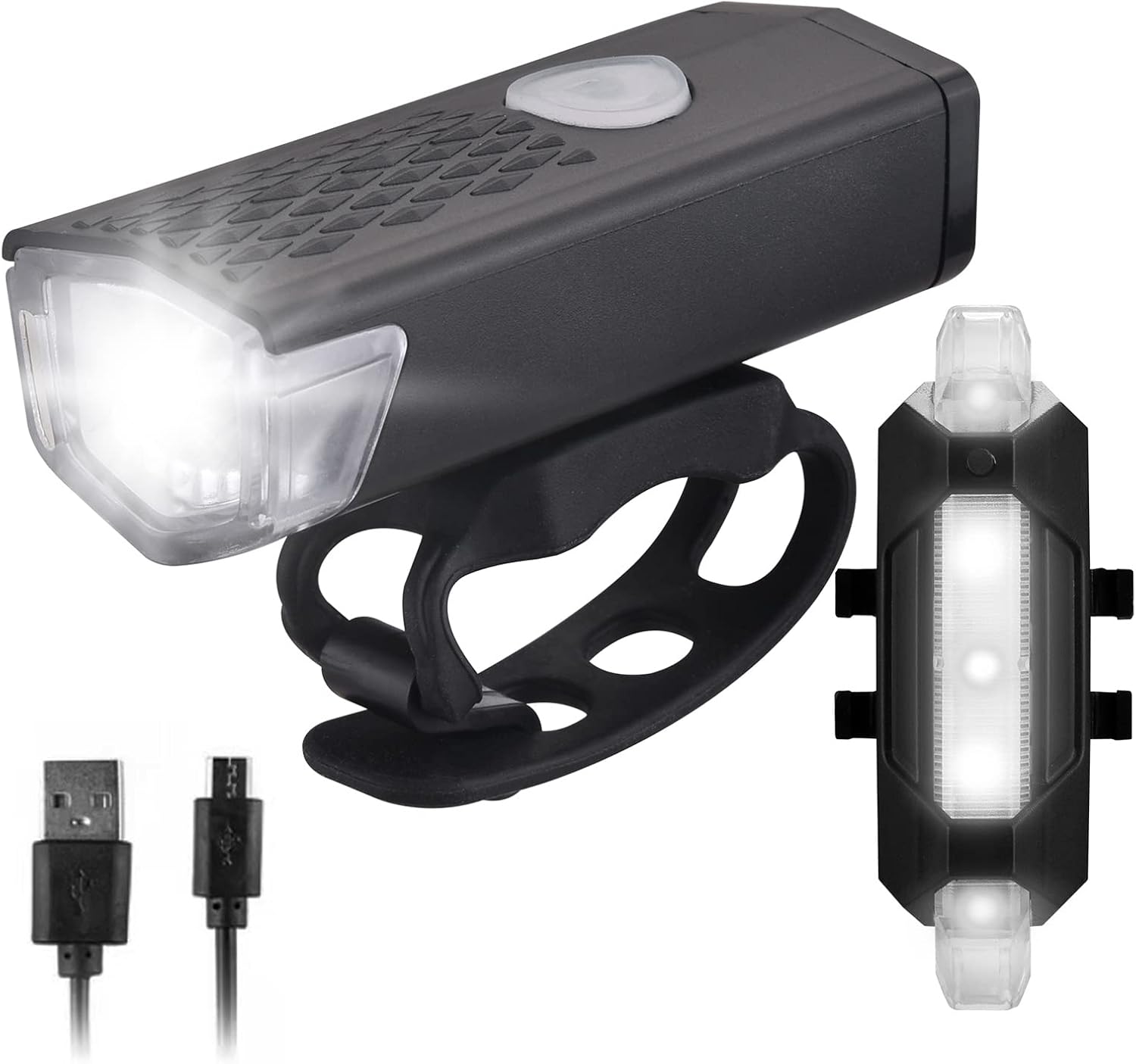 MengK Bike Lights Set USB Rechargeable Bicycle Headlight