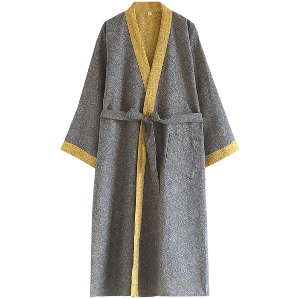Kimono de nuit en coton jacquard peignoir confortable pour la maison