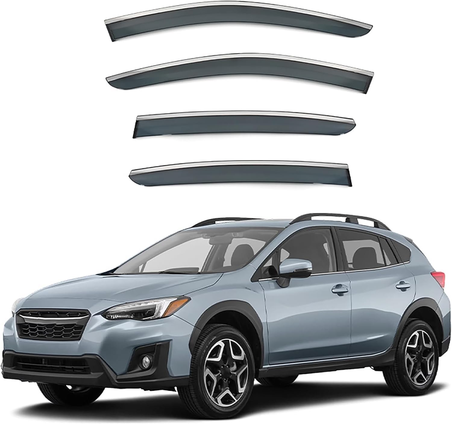 FengXH Window Deflectors for Subaru XV MK2-GT 2018-2023+ - 4pc Smoke Tint, Waterproof, Noise Reducing.