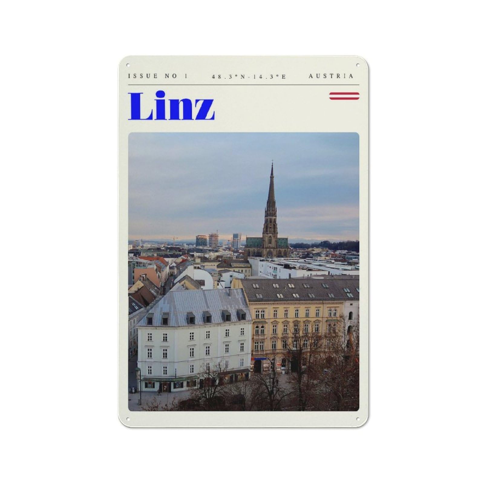 Junmoney Style-9 Linz Austria Travel Art Decorative Tin Plaque 30X20cm, Decorative Novelty Wall Art For Hallway, Home Bar, Garage Or Study